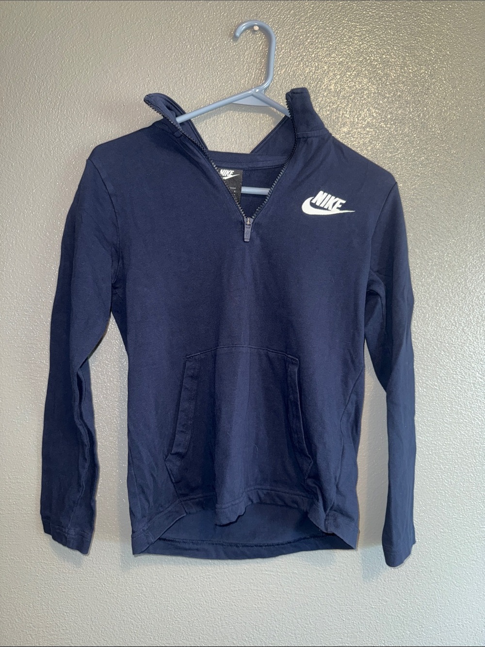 Nike Navy Half-Zip Hoodie with White Swoosh
